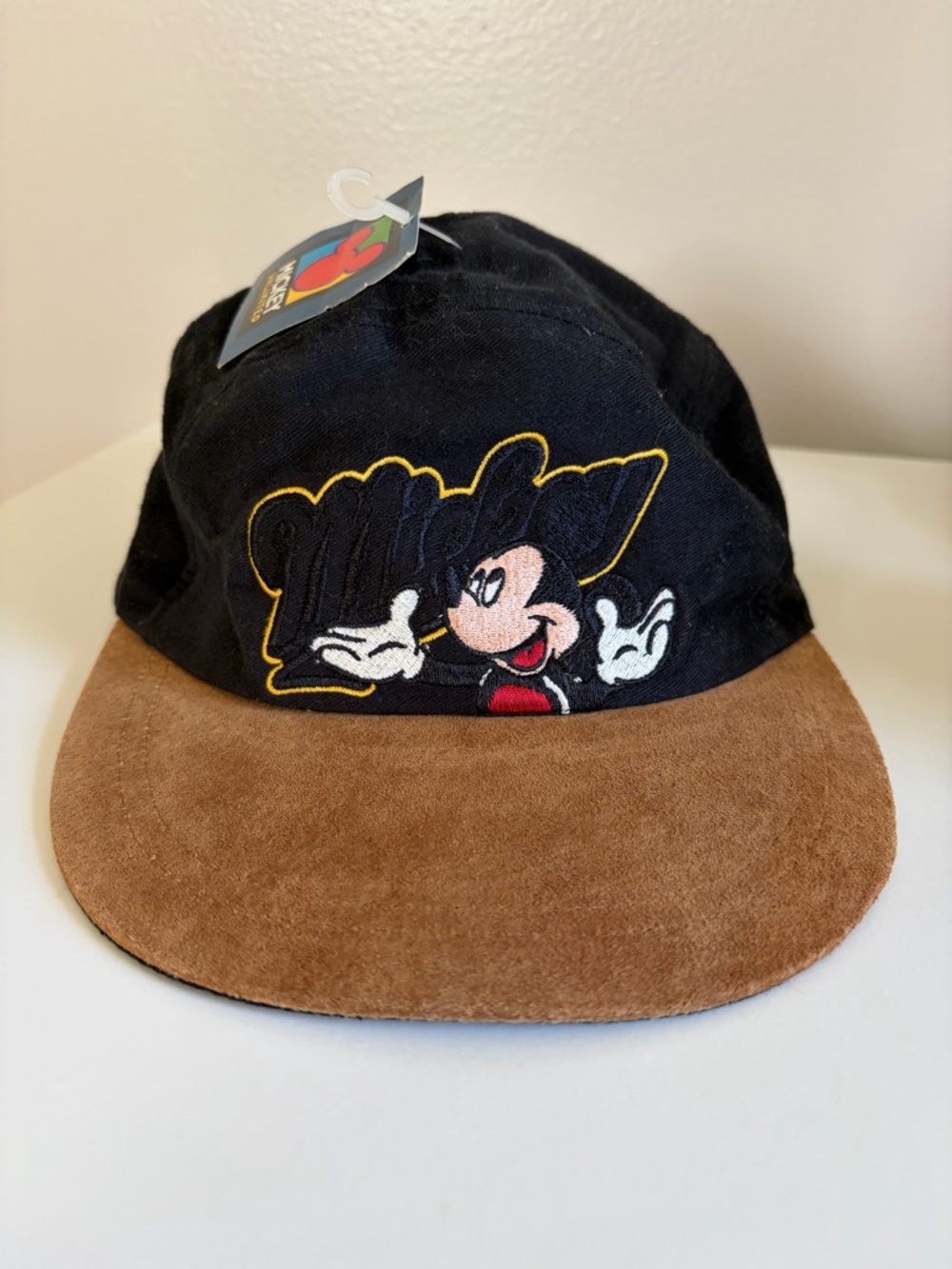 Vintage 90s Disney Mickey Mouse Leather Suede Brim Hat Mickey Unlimited